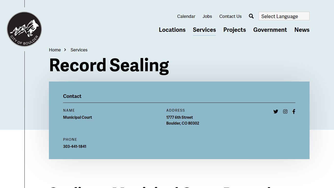 Record Sealing | City of Boulder